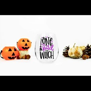 Halloween Themed Wine Glass (black/colorful)